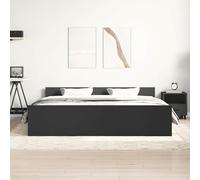 VidaXL Cadre de Lit Double avec Sommier à Lattes, Tête et Pied de Lit, Meuble de Chambre Moderne, Noir 200x200 cm