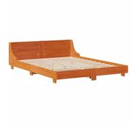 vidaXL Cadre de lit avec tête de lit bois de pin cire marron 140x190 cm