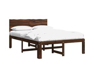 vidaXL Cadre de lit Double avec tête de lit Rostock Marron foncé