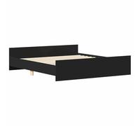 VidaXL Cadre de Lit Double avec Tête et Pied de Lit, Sommier à Lattes, Meuble de Chambre Moderne, Noir 160x200 cm