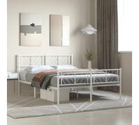 Vidaxl Cadre De Lit Métal Avec Tête De Lit/Pied De Lit Blanc 140x190cm Blanc