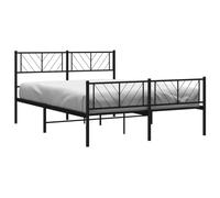 vidaXL Cadre de lit double métal 140x190 cm – Tête et pied, sommier à lattes, rangement noir