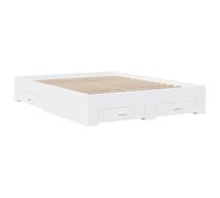vidaXL Cadre de Lit Double avec Tiroirs Blanc 150x200 cm en Bois d'Ingénierie - Lit de Rangement