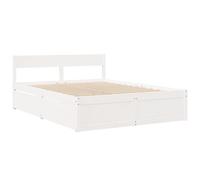 vidaXL Cadre de lit avec tiroirs blanc 140x200 cm bois de pin massif, meuble de chambre à coucher, sommier, lit en bois, 3282349