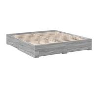 VidaXL Cadre de Lit Double avec Tiroirs - Sonoma Gris 200x200cm - Bois d'Ingénierie - Lit de Rangement