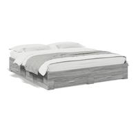 VidaXL Cadre de Lit Double avec Tiroirs - Sonoma Gris 200x200cm - Bois d'Ingénierie - Lit de Rangement