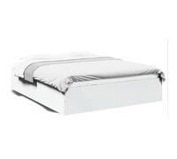 vidaXL Cadre de Lit Double Blanc 160x200 cm en Bois d'Ingénierie - Meuble de Chambre à Coucher, Sommier à Panneaux, Lit Plate-Forme