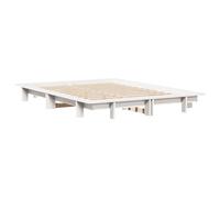 vidaXL Cadre de Lit Double en Bois de Pin Massif Blanc 140x190 cm - Meuble de Chambre à Coucher avec Sommier