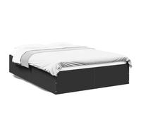 vidaXL Cadre de Lit Double Noir 135x190 cm en Bois d'Ingénierie - Meuble de Chambre à Coucher, Sommier, Lit à Panneaux, Plate-Forme