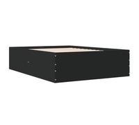 vidaXL Cadre de Lit Double Noir 140x190 cm en Bois d'Ingénierie - Meuble de Chambre à Coucher, Sommier, Lit à Panneaux, Plate-Forme