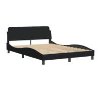 vidaXL Cadre de lit Dover rembourré – lit double – sommier à lattes – Noir 140x200 cm Tissu