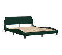 vidaXL Cadre de lit avec tête de lit 160x200 cm velours vert foncé