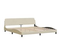 vidaXL Cadre de Lit Dover, Lit Rembourré avec Sommier à Lattes, Lit Double avec Pied Chambre à Coucher, Crème 200 x 200 cm Tissu