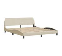 vidaXL Cadre de lit 373210 – Lit double rembourré avec tête de lit, sommier à lattes, crème 160