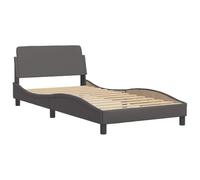 vidaXL Cadre de lit rembourré avec tête de lit en similicuir gris 100x200 cm