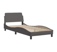 vidaXL Cadre de lit Dover – Lit rembourré simple 80x200 cm, similicuir gris, sommier à lattes