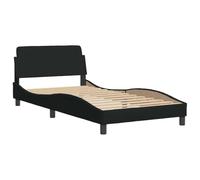 vidaXL Cadre de lit Dover – Lit simple rembourré avec sommier à lattes – Tissu noir 100x200 cm