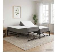 vidaXL Cadre de lit électrique réglable, noir, 183 x 213 cm, cadre en acier, acier époxy, télécommande, réglage indépendant, tête et pied, hauteur et angle réglables
