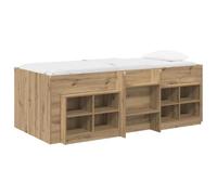 vidaXL Cadre de lit en loft avec Armoire 3 pc Chêne Artisanal, Lit loft élégant, Cadre de Rangement Compact, Design superposé, mobilier Moderne pour Chambres Bien rangées