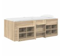 vidaXL Cadre de lit en loft avec Armoire 3 pc Chêne Sonoma, Lit loft élégant, Cadre de Rangement Compact, Design superposé, mobilier Moderne pour Chambres Bien rangées