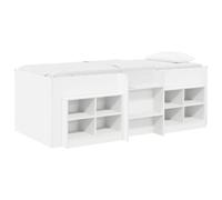 vidaXL Cadre de lit en loft avec Armoire 3 pcs Blanc Bois d'ingénierie, Cadre de lit loft Moderne, Solution compacte, Bois traité, Design Gain de Place, Chambre sans désordre