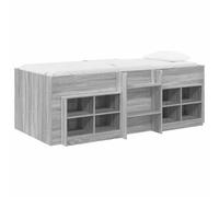 vidaXL Cadre de lit en loft avec Armoire avec étagère 3 pc Sonoma Gris