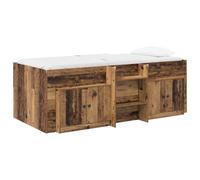 vidaXL Cadre de lit en loft avec Armoire avec Porte 3 pc Bois Ancien, Lit Mezzanine Compact, Cadre stylé, Rangement astucieux, Meuble Urbain pour Chambres minimalistes