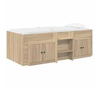vidaXL Cadre de lit en loft avec Armoire avec Porte 3 pc Chêne Sonoma, Lit Loft Moderne, Gain de Place Compact, Design Empilé, Mobilier en Bois pour Déco de Chambre, Style de Salles