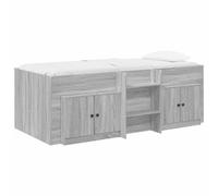 vidaXL Cadre de lit en loft avec Armoire avec Porte 3 pc Sonoma Gris, Lit Loft Moderne, Gain de Place Compact, Design Empilé, Mobilier en Bois pour Déco de Chambre, Style de Salles