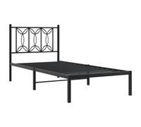vidaXL Cadre de Lit en Métal avec Tête de Lit Simple Noir 90x200 cm - Meuble de Chambre à Coucher, Lit d'invité, Sommier