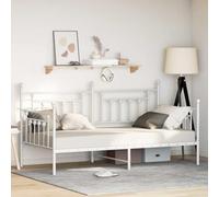 vidaXL Cadre de lit en métal Blanc Minimaliste Taille Simple 100 X 190 cm Design Robuste pour Chambre avec Base à Lattes Durable Assemblage Facile Inclus mobilier Moderne Solutions Sommeil