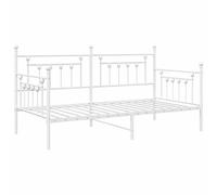 vidaXL Cadre de Lit en Métal Minimaliste pour Adultes Finition Brillante 107 X 203 cm Assemblage Facile Mobilier Idéal Chambre à Coucher Blanc Design Compact