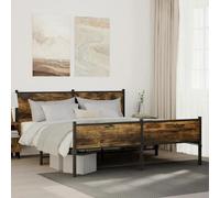 vidaXL Cadre de lit en métal sans matelas chêne fumé 183x213 cm