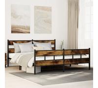 Vidaxl Cadre De Lit En Métal Sans Matelas Chêne Fumé 183x213 Cm