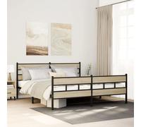 vidaXL Cadre de lit en métal sans Matelas chêne Sonoma 180x200 cm, lit Double, Meuble de Chambre à Coucher, lit d'invité, lit, Cadre de lit en métal