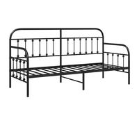 vidaXL Cadre de Lit en Métal Simple avec Accoudoirs Courbés Design Moderne 80 X 200 cm Soutien Costaud Finition Noire Mobilier d'Intérieur pour Chambre Accoudoirs Élégant Durable Matelas