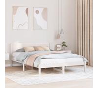 Vidaxl Cadre De Lit En Pin Blanc Blanc Bois 150 X 200 Cm Durable