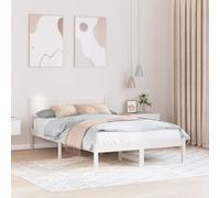Vidaxl Cadre De Lit En Pin Blanc Blanc Bois De Pin Massif 135 X 190 Cm