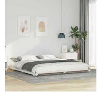 vidaXL Cadre de lit en pin massif Blanc 180 x 200 cm, style Japandi, design minimaliste. Construction robuste 873062