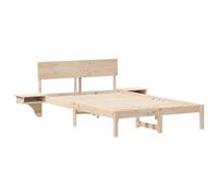 vidaXL Cadre de lit en pin Massif Naturel 135 x 190 cm avec tête de lit intégrée et Tables de Chevet. Parfait pour l'intérieur, Facile à Monter, avec Un Design Moderne et Simple, Finition Marron. Net
