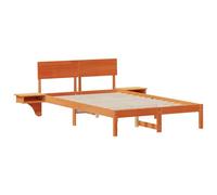 vidaXL Cadre de lit en pin Solide, Marron ciré, 140 x 200 cm, avec tête de lit intégrée et Tables de Chevet. Design Moderne pour la Chambre à Coucher, Montage Facile, Entretien par Simple essuyage. C