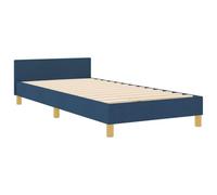 vidaXL Cadre de lit en Tissu Bleu 90X200 cm avec Design en Blocs de Diamant Finition texturée Idéal pour intérieur Chambre à Coucher Gain de Place et Structure en Bois Robuste Style Moderne