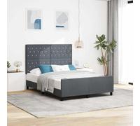 vidaXL Cadre de Lit en Velours avec Headboard Tufté en Cristal Gris Foncé Taille 140 x 200 cm Résistant aux Taches Design Moderne Utilisation Intérieure Mobilier de Chambre Stylé