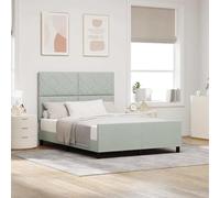 vidaXL Cadre de lit en Velours Gris Clair 160 x 200 cm, Design à Blocs en Diamant, en Bois Naturel. Élégant et Moderne, idéal pour ta Chambre. Montage Facile, Parfait pour Un intérieur Cosy.