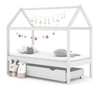 Vidaxl Cadre De Lit Enfant Avec Tiroir Blanc Bois Pin Massif 80x160 Cm
