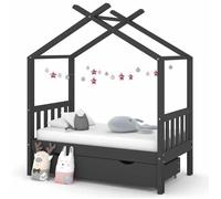 vidaXL Cadre de Lit Enfant avec Tiroir, Lit Simple avec Sommier à Lattes, Lit pour Enfant avec Rangement Chambre, Gris Foncé 322151