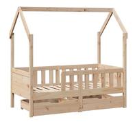 vidaXL Cadre de lit enfant avec tiroirs 70x140 cm bois de pin massif, lit pour enfant, lit simple pour enfant, lit maison 3302044