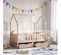 vidaXL Cadre de lit enfant 3302044 avec tiroirs 70x140 cm bois de pin massif Marron