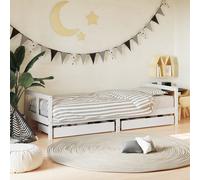 vidaXL Cadre de Lit pour Enfants avec Tiroirs, Lit Simple avec Tête de Lit et Pied de Lit, Meuble de Chambre, Scandinave, Blanc 80x200 cm Bois de Pin Massif