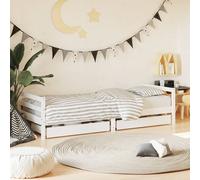 Vidaxl Cadre De Lit Enfant Tiroirs Blanc 80x200 Cm Bois De Pin Massif